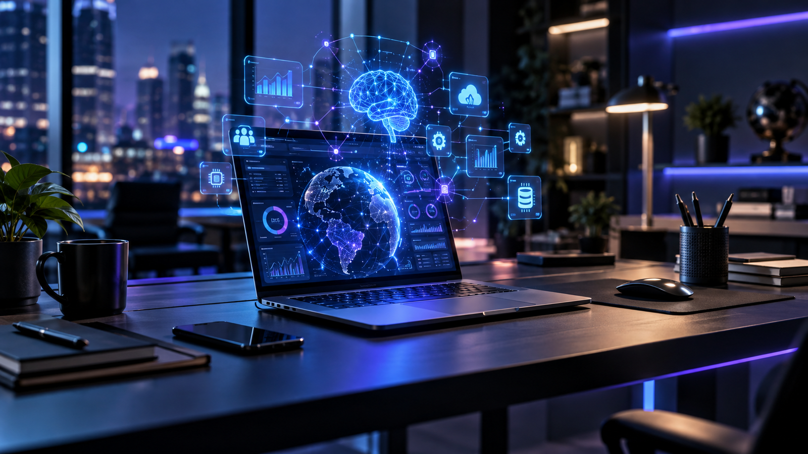 Futuristic AI and technology concept